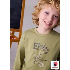   Mayoral fiú hosszú ujjú felső – Pesto, „ENDLESS POSSIBILITIES”  felirattal