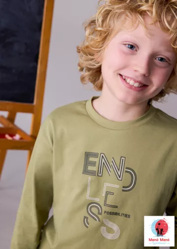 Mayoral fiú hosszú ujjú felső – Pesto, „ENDLESS POSSIBILITIES”  felirattal