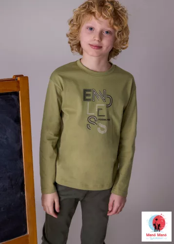 Mayoral fiú hosszú ujjú felső – Pesto, „ENDLESS POSSIBILITIES”  felirattal