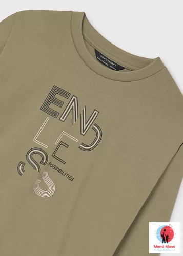 Mayoral fiú hosszú ujjú felső – Pesto, „ENDLESS POSSIBILITIES”  felirattal