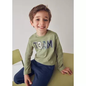   Mayoral fiú hosszú ujjú felső –  „TEAM” felirattal, pistácia zöld színű