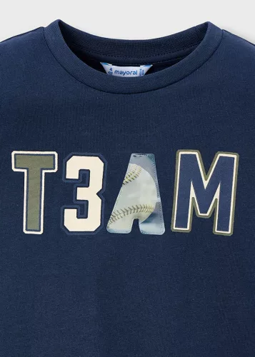 Mayoral fiú hosszú ujjú felső –  „TEAM” felirattal, sötétkék színű