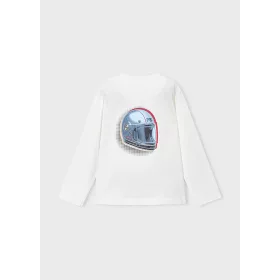   Mayoral fiú hosszú ujjú felső – motoros grafikával, nata (világos krém)