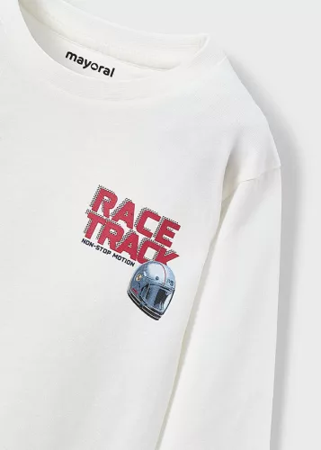 Mayoral fiú hosszú ujjú felső – motoros grafikával, nata (világos krém)