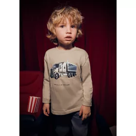   Mayoral fiú hosszú ujjú póló – bézsbarna (visón) szín, kamion mintával