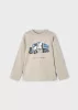 Mayoral fiú hosszú ujjú póló – bézsbarna (visón) szín, kamion mintával