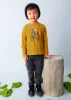 Mayoral fiú hosszú ujjú póló – mustársárga (Mostaza) szín, bicikliző dinoszaurusz mintával