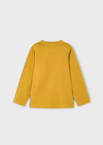 Mayoral fiú hosszú ujjú póló – mustársárga (Mostaza) szín, bicikliző dinoszaurusz mintával
