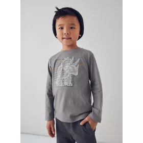  Mayoral fiú hosszú ujjú interaktív felső – dínó mintával, szürke