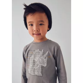   Mayoral fiú hosszú ujjú interaktív felső – dínó mintával, szürke