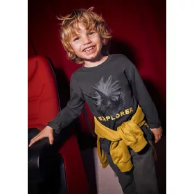  Mayoral fiú hosszú ujjú felső – dínó grafikával és „Explorer” felirattal, pizarra (szürke)