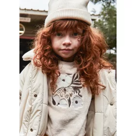   Mayoral lány pulóver – szőrmés virágmintával, arena (homok)