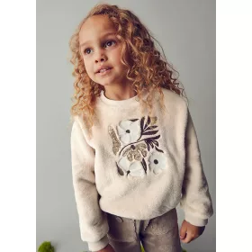   Mayoral lány pulóver – szőrmés virágmintával, arena (homok)