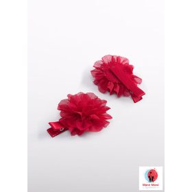 Abel & Lula lány hajcsat szett virágdísszel – Piros