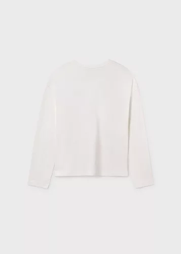 Mayoral lány grafikai póló – „Look at the world” felirattal, nata-petrol (világos krém és kékeszöld)