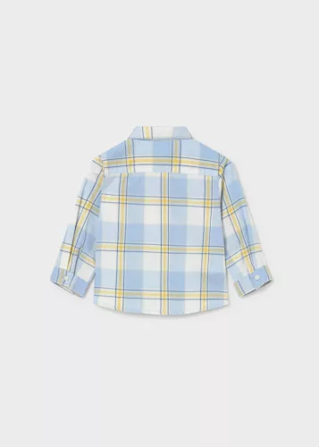 Mayoral baba fiú világoskék-sárga kockás flanel babaing – 80 cm (12 hó)