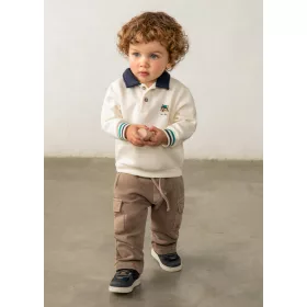   Mayoral baba fiú törtfehér, színes galléros babapulóver – 80 cm (12 hó)
