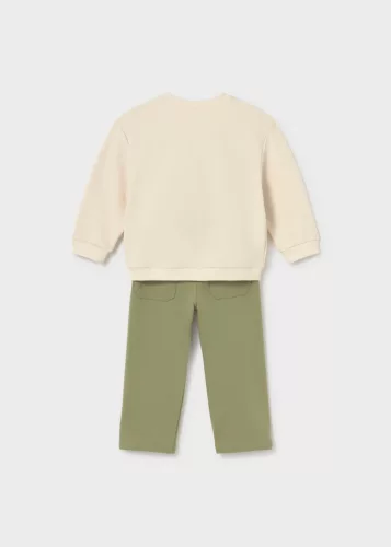 Mayoral baba fiú zöld, mintás pulóveres kétrészes babaszett – 80 cm (12 hó)