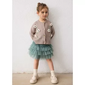 Mayoral mini lány bézs, virágmintás, gombos kötött kardigán – 104 cm (4 év) – Mayoral gyermekruha, 2026 ősz/tél