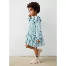 Mayoral mini lány mintás, rakott hosszú ujjú ruha – 104 cm (4 év) – Mayoral gyermekruha, 2026 ősz/tél