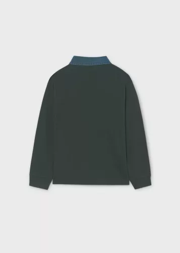 Mayoral fiú sötétzöld, feliratos hosszú ujjú galléros felső – 140 cm (10 év)