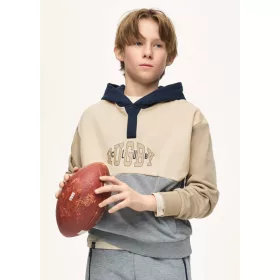   Mayoral fiú bézs-szürke, RUGBY mintás kapucnis pulóver – 140 cm (10 év)