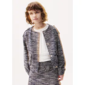  Mayoral lány sötétkék tweed hatású gombos kardigán – 140 cm (10 év)