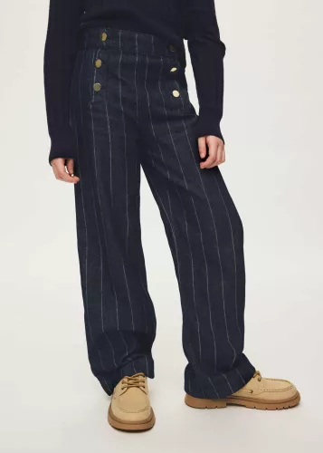 Mayoral lány sötétkék csíkos wide leg farmernadrág – 140 cm (10 év)