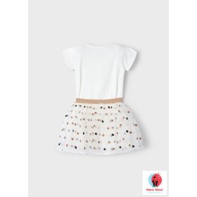 Mayoral kiskutyás póló és pöttyes szoknya szett Natural