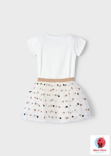 Mayoral kiskutyás póló és pöttyes szoknya szett Natural