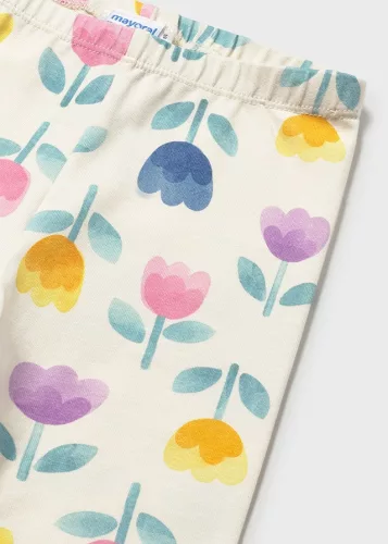 Mayoral baba leggings – krém alapon tulipán mintával, lila