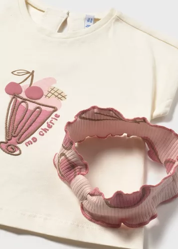 Mayoral cseresznyés 3 részes baba szett fejpánttal – felső + leggings + hajpánt