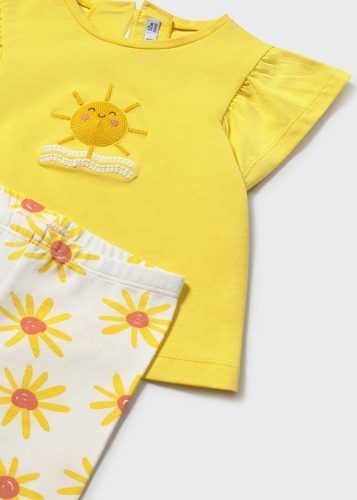 Mayoral baba nyári szett – napocskás felső és virágmintás leggings (mimóza sárga)