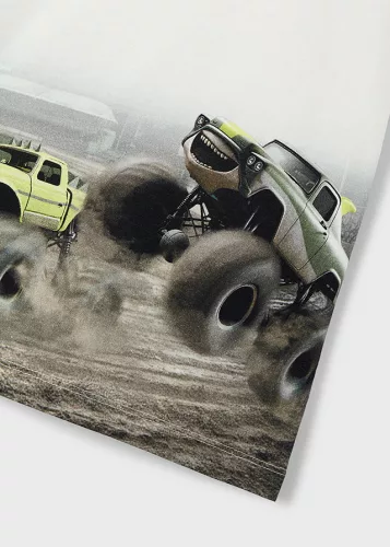 Mayoral ekrü monster truck mintás fiú póló – vagány terepjárós design