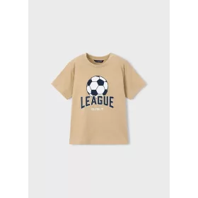   Mayoral fiú póló – focis mintával, „League” felirattal, világosbarna