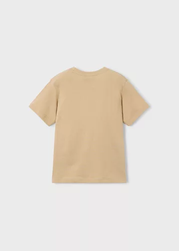 Mayoral fiú póló – focis mintával, „League” felirattal, világosbarna