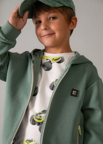 Mayoral fiú kapucnis pulóver – zsályazöld, cipzáras