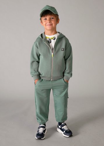 Mayoral fiú kapucnis pulóver – zsályazöld, cipzáras