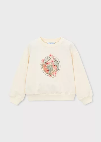 Mayoral kislány pulóver – virágos föld mintával, krém