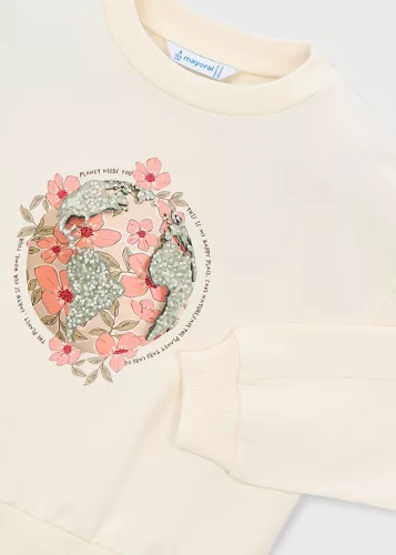 Mayoral kislány pulóver – virágos föld mintával, krém