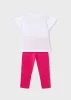 Kislány póló és leggings szett balerina mintával – pink (szegfű árnyalat)