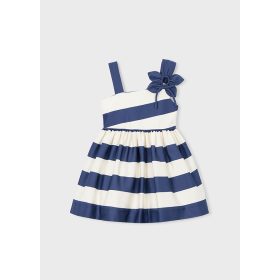   Mayoral csíkos alkalmi kislány ruha – aszimmetrikus, masnis