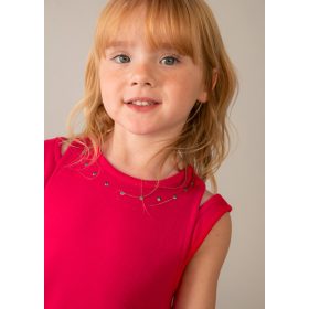   Mayoral kislány ruha – élénk piros, strasszos nyakrésszel