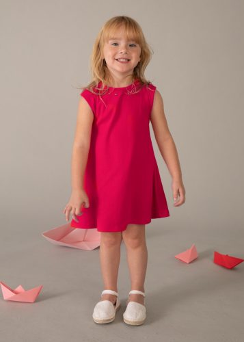 Mayoral kislány ruha – élénk piros, strasszos nyakrésszel
