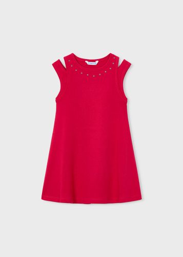 Mayoral kislány ruha – élénk piros, strasszos nyakrésszel