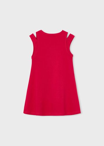 Mayoral kislány ruha – élénk piros, strasszos nyakrésszel