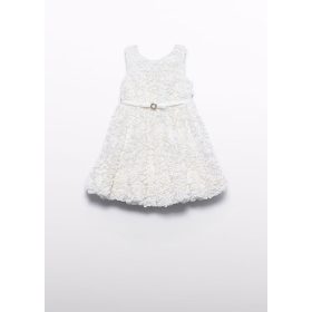   Abel & Lula alkalmi kislány ruha 3D virág díszítéssel – törtfehér