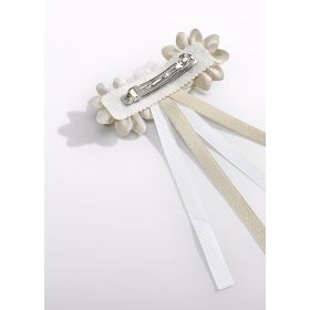  Abel & Lula virágos kislány hajcsat szalagokkal – törtfehér / arany