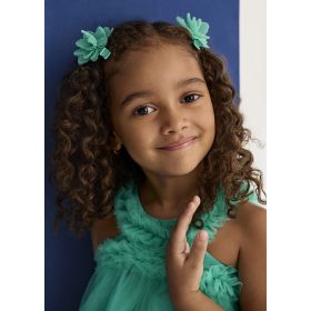   Abel & Lula tüll virágos hajcsat szett (2 db) – jade zöld
