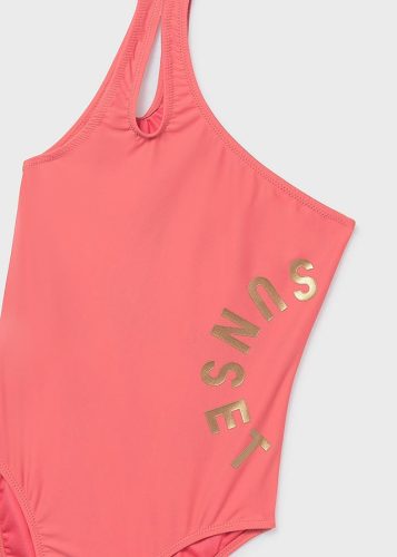 Mayoral lány aszimmetrikus fürdőruha – flamingó szín